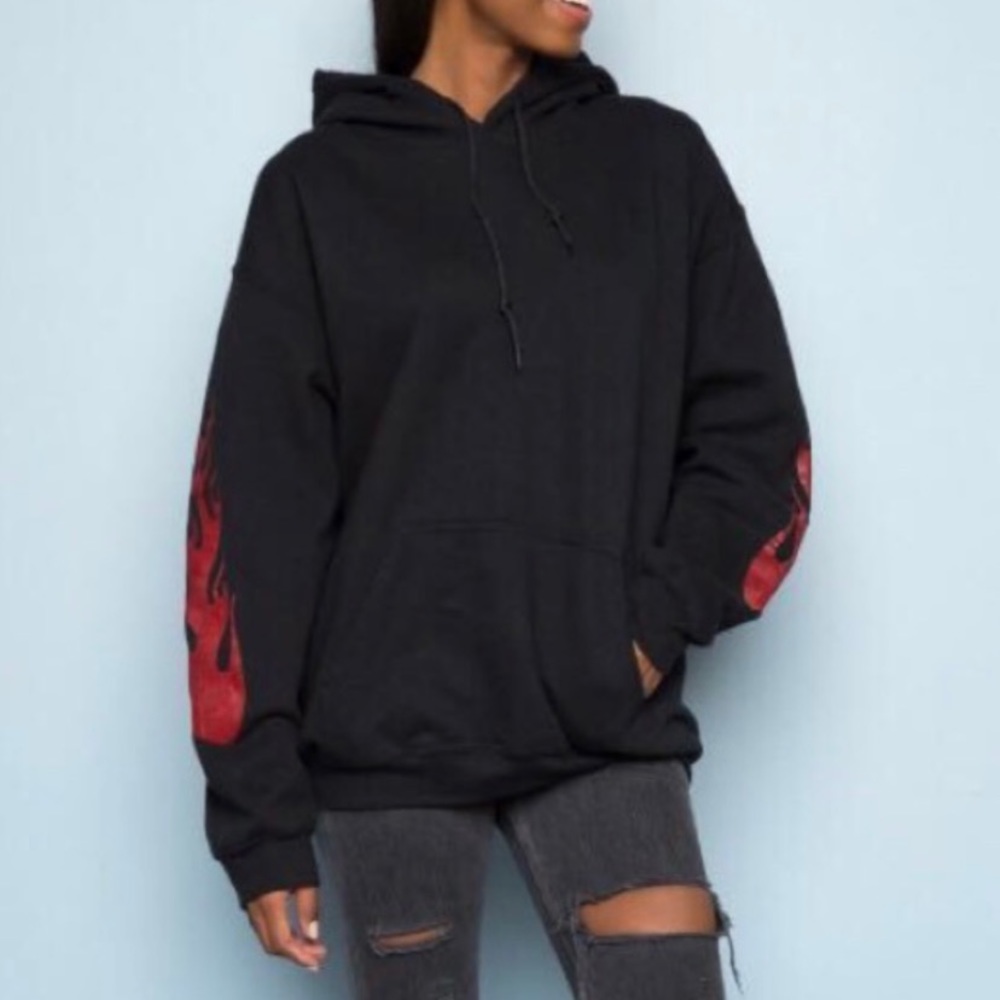Brandy Melville flame black hoodie
